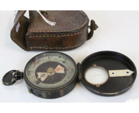 F. Barker & Sons, London ' The Guide ' Marching Compass in Leather Case