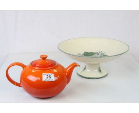 Le Creuset Orange Teapot and a Poole Pottery Tazza 