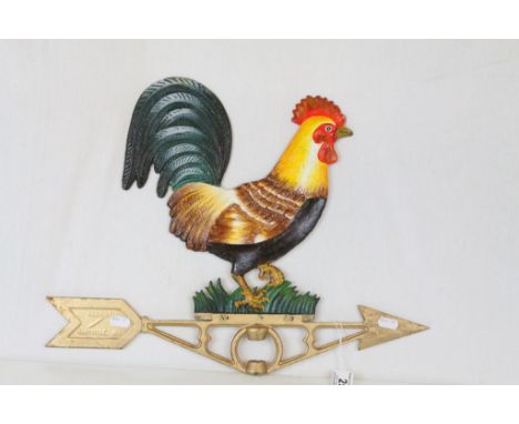 Painted Cast Iron Weather Vane with Cockerel, maker marked ' Robbins Maryville '