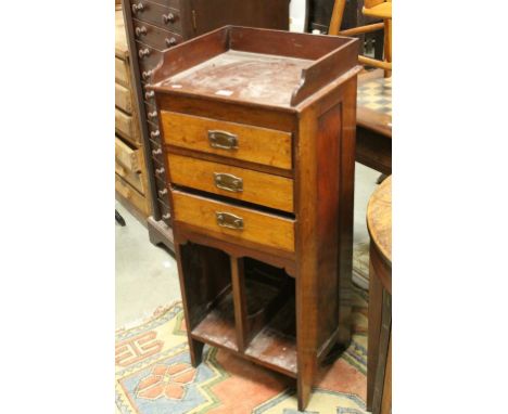 Late Victorian Mahogany Music Cabinet with Three Drawers and Two Section Shelf Below