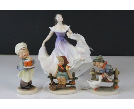 Royal Doulton Figurine ' A Gypsy Dance HN 2230 ' together with Three Goebel Hummel Figures