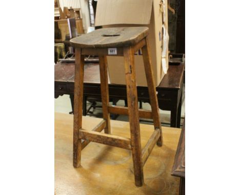 Vintage Laboratory / Educational Elm and Beech Stool from the Mechanical Engineering Department of Birmingham University