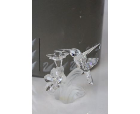 Boxed Swarovski Silver Crystal Model of a Hummingbird 7615