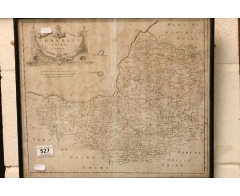 Framed and Glazed Antique Map ' Somersetshire ' - Robert Morden