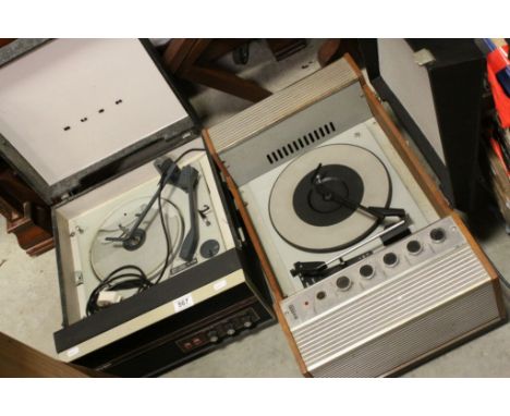 Vintage Bush BSR Record Player and ITT KB Record Player in Teak Case