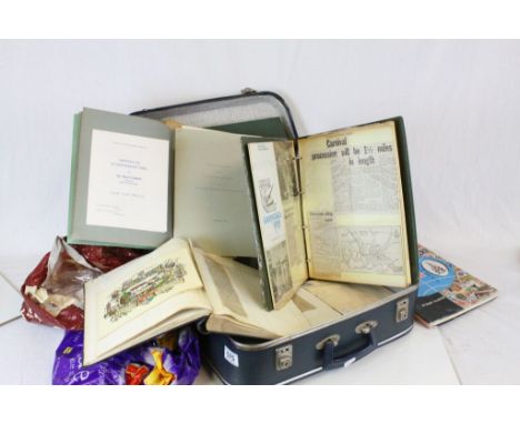 Suitcase of vintage stamps and old car tax discs etc plus Collection of vintage ephemera to include Round Table, the Bristol 