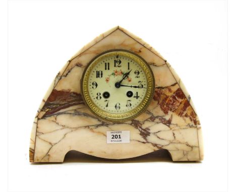 An Art Deco marble mantle clock, 29.5cm