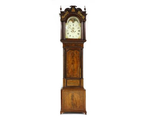 A George III inlaid mahogany eight-day longcase clock, by William Parr, Liverpool, the arched dial with moonphase and bell st