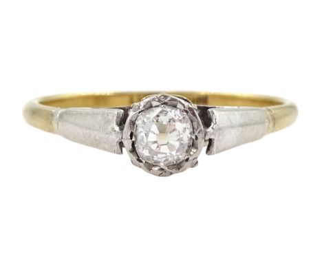 Early 20th century gold single stone old cut diamond ring, stamped 18ct Plat, diamond approx 0.30 caratCondition Report:Appro