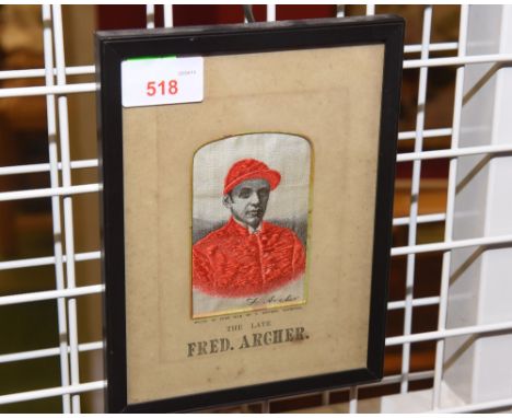 Fred Archer - Original Stevengraph by T. Stevens - pure silk portrait of "The Late Fred Archer" in the silks of Mr Manton c/w