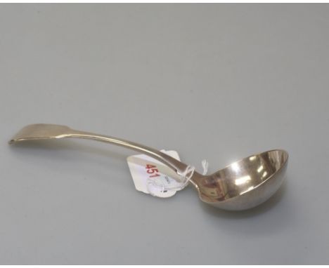 A George III silver sauce ladle, London 1779, fiddle pattern. 1.78 troy ounces