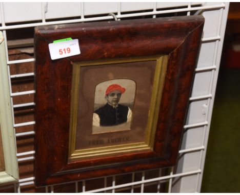 Fred Archer - Original Stevengraph by T. Stevens - pure silk portrait of "The Late Fred Archer" in the silks of Lord Falmouth