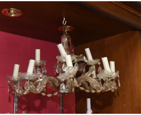 A George III style eight light glass chandelier