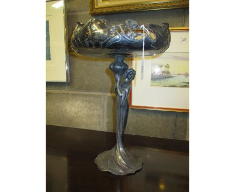Art Nouveau Silver Plated Figural Comport, 38cm