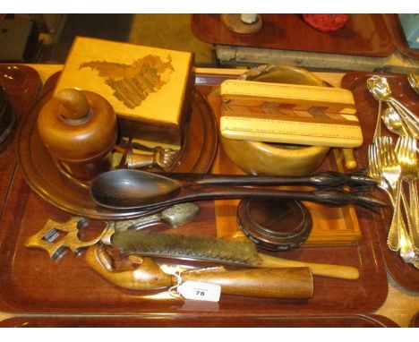 Inlaid Cribbage Book and Other Treen Items