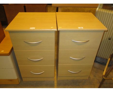 Pair of 3 Drawer Bedside Chests and Double Headboard