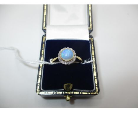 Antique 18ct Gold Opal and Diamond Ring, Size L