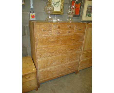 Heals London Lime Washed Oak Chest of 8 Drawers, 97cm, with Makers Button