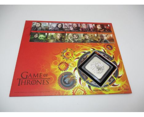 Royal Mail/Royal Mint "Game of Thrones" PNC Cover with 10 First Class Stamps Depicting Characters in the Series and an Encaps