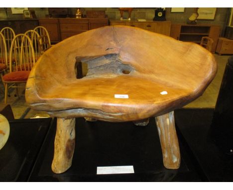 Carved Wood Tree Trunk Stool