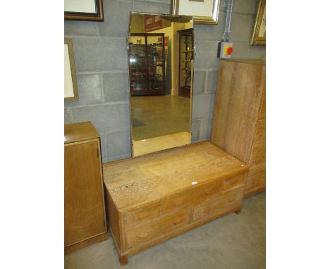 Heals London Lime Washed Oak Cheval Mirror Dressing Chest, 107cm, with Makers Button