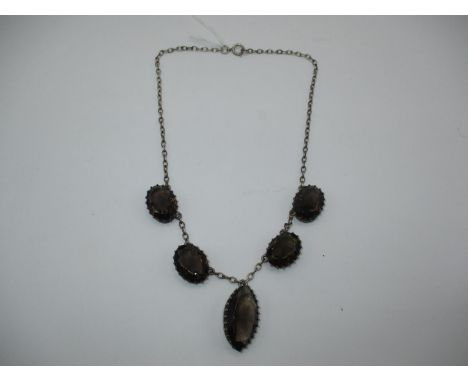 Sterling Silver and Smoky Stone Necklace