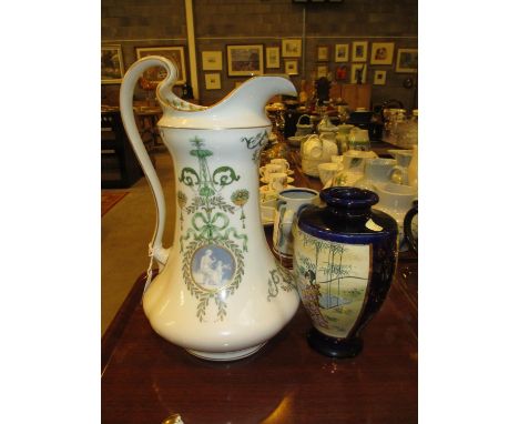 Limoges Porcelain Ewer and a Satsuma Vase