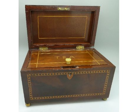 An inlaid tea caddy
