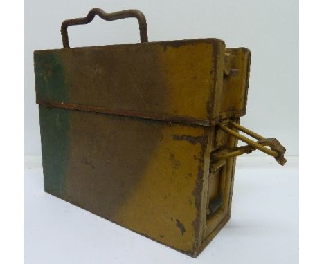 A World War II ammunition box containing magazines (empty)