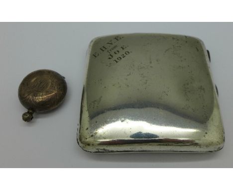 A silver cigarette case and a silver sovereign case, a/f, total weight 123g