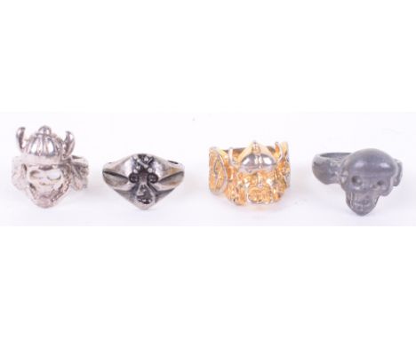 4x WW2 German SS Style Rings, all in Nordic style or with Skull. We are of the opinion that this item is a post war represent