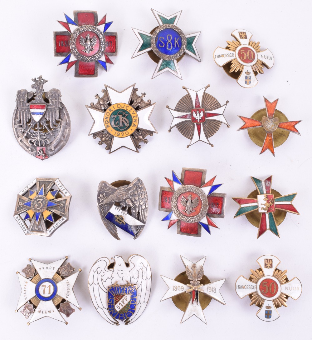 15x Polish Military Enamel Breast Badges, All Being Screw Back Type 