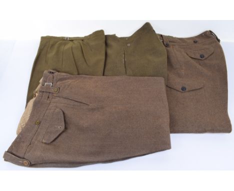 BRITISH ARMY TROUSERS; two BD trousers complete with buttons and makers labels size 12 dated 1952 and size 14 dated 1955 , al