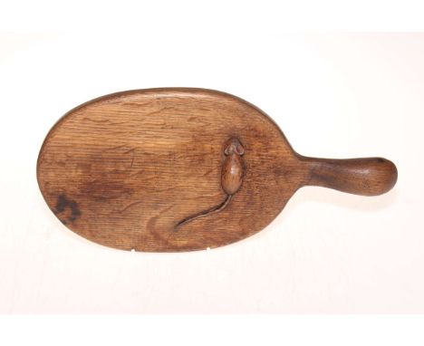 Oak cheeseboard in Mouseman style.