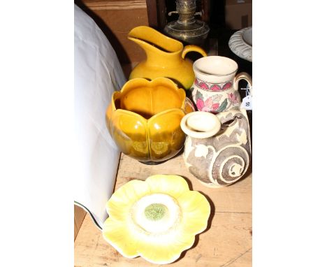 Five pieces of Art Pottery including Charlotte Rhead.