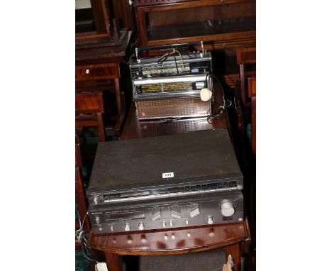 Two vintage radios and a Technics amp.
