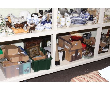 Collection of clock parts and tools, Wade Whimsies, plates, glass, etc.