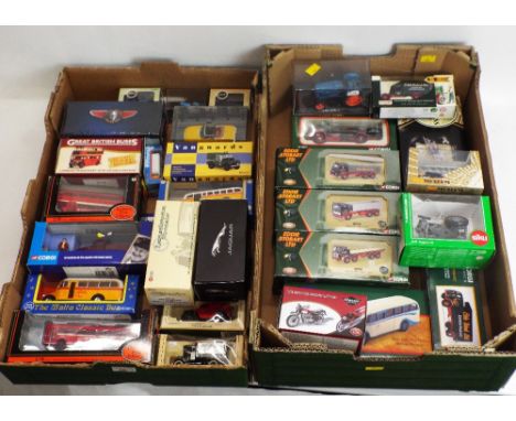 Two boxes of boxes diecast vehicles, EFE, Corgi's, Siku tractor, Eddie Stobart boxed vehicles  etc 