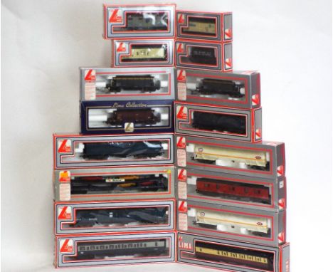 Collection of 16 Lima 00 gauge boxed rolling stock, coaches, tankers , goods wagons etc 