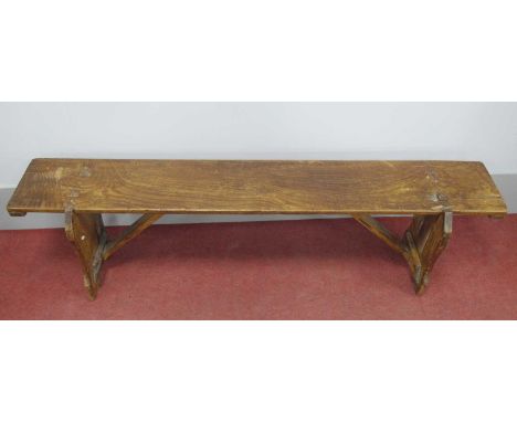 A XIX Century Bench, with elm seat on pine supports, 166cm wide.