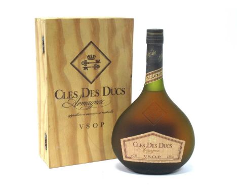 Armagnac - Cles Des Ducs V.S.O.P. Armagnac, 70cl., 40% Vol., in wooden presentation box.
