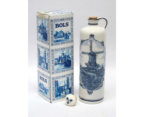 Bols - Delft's Blue and White Flagon Jonge Bols, Graanjenever Erven Lucas Bols, Royal Distilleries, Holland, 70cl., 35% Vol.,