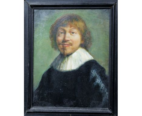 17th century style bust portrait of a man, oil on canvas laid on panel, 23 x 18cm; together with one other oil portrait of a 