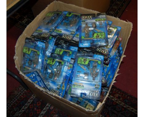 A large box containing a quantity of Elite Force 1/18 scale carded military action figures, to include; British Army and US M