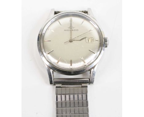 A gent's Movado steel cased automatic wristwatch, having Sub-Sea 28-jewel Kingmatic movement, circa 1960s, on replacement bra