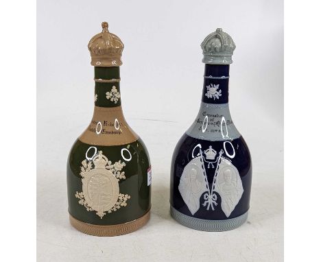 Two Copeland Spode royal commemorative stoneware decanters, each dated 1911, h.24cm 