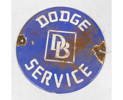 An enamel on metal Dodge Service advertising sign, dia.15cm 
