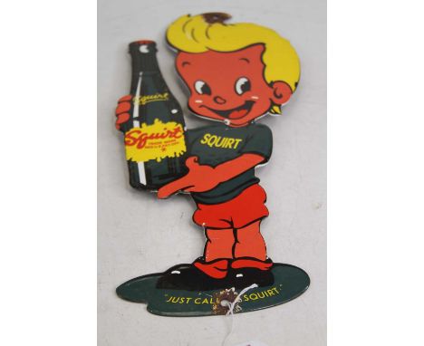 An enamel on metal advertising sign for Squirt Lemonade, h.30cm 