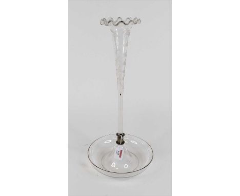 A 19th century glass epergne, having etched foliate decoration, height 49cm