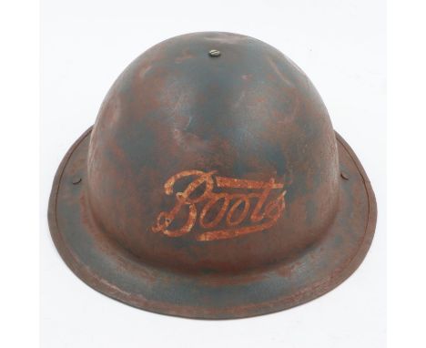 WWII British home front private purchase “Tin Bowler” Helmet for Boots the Chemist Staff. UK P&amp;P Group 2 (£20+VAT for the